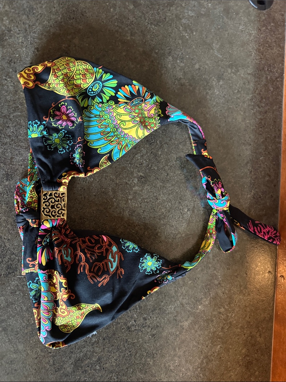 Trina Turk Black Bikini with Bright Multicolor Floral & Paisley Motif - Picture 3 of 3